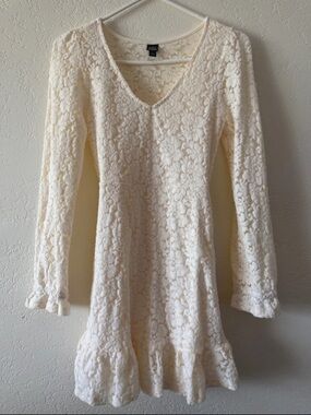 wild fable Cream Lace Long Sleeve Mini Dress